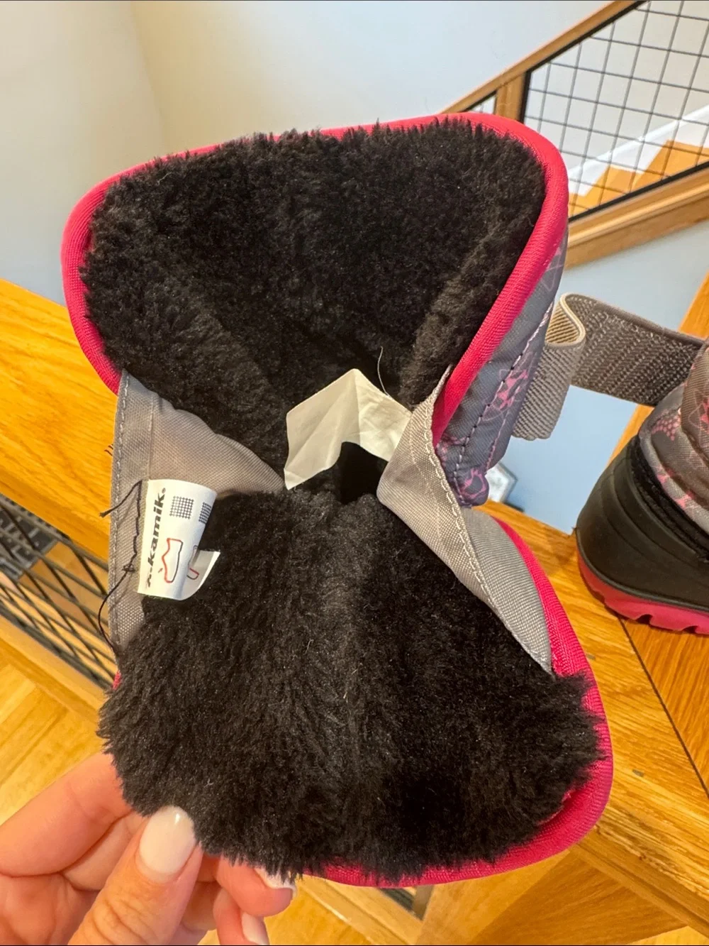 Kamik Kids Gray and Pink Winter Snow Boots Size 5